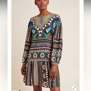 FARM Rio Geometric Patterned Long Sleeve Dress